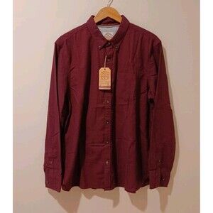 NWT FAT FACE Men’s Tadlow Shirt Long Sleeve Button-Down Cotton XL Burgundy